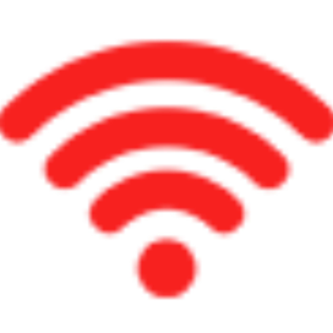 Red WiFi icon indicating no internet connection.